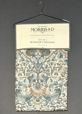 William Morris & Co. Window Curtains Panels Lodden Set Pair 50 X 84” Blue Drapes